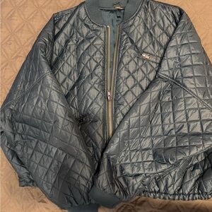 Quilted Blue Bomber Jacket